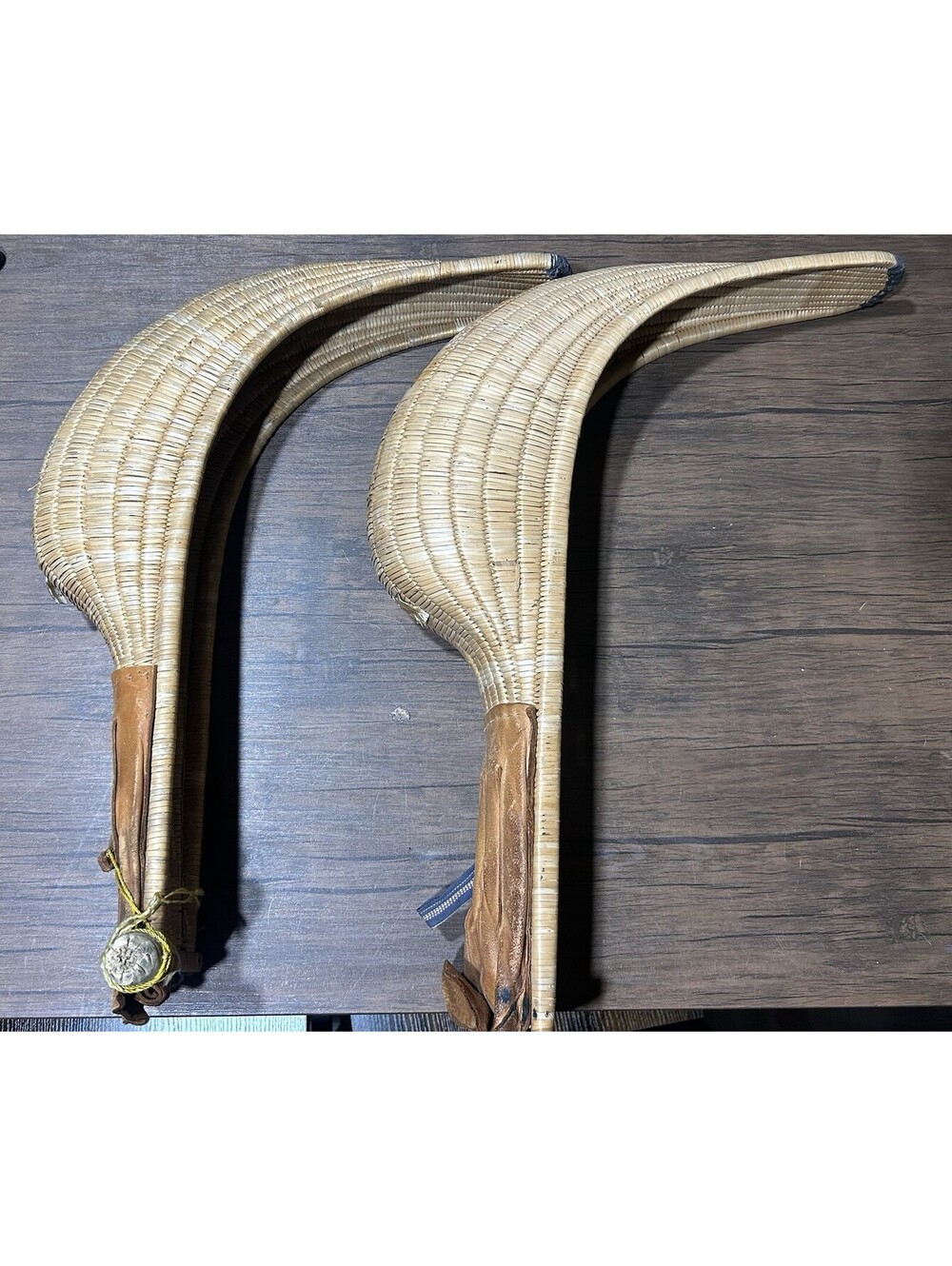 Vintage Pair Jai Alai Cestas Wicker Rattan Leather Gloves Florida Sports 25-28”